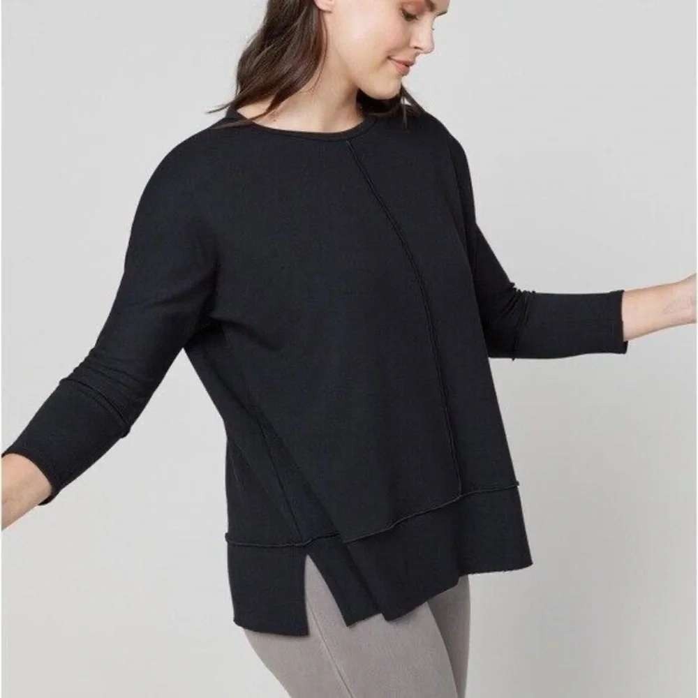 SPANX Perfect Length Dolman Top S Black 3/4 Sleeve Loungewear Sweatshirt Tunic